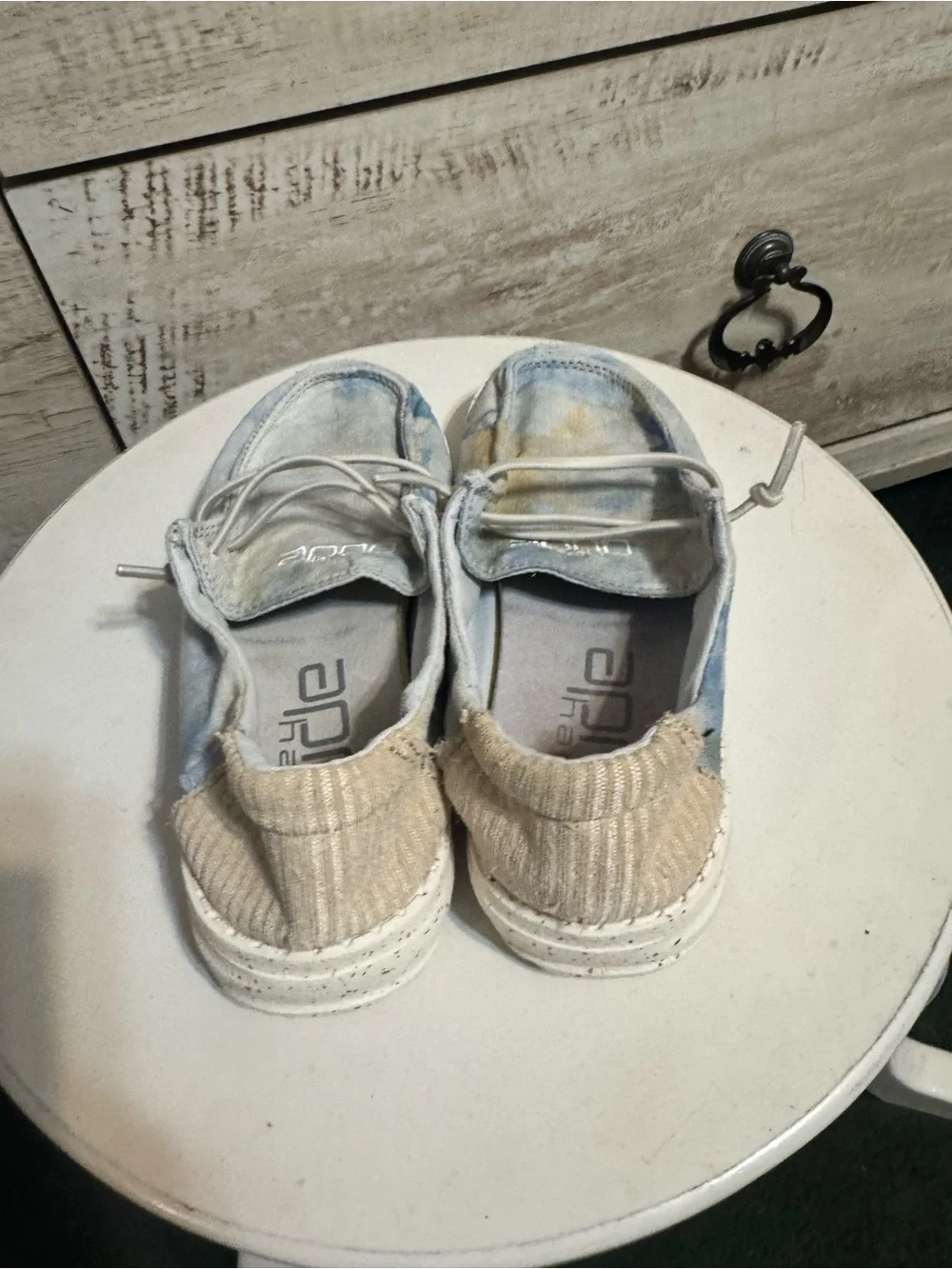 Hey Dude Kids Canvas Slip-On Sneakers in Light Blue and Cream